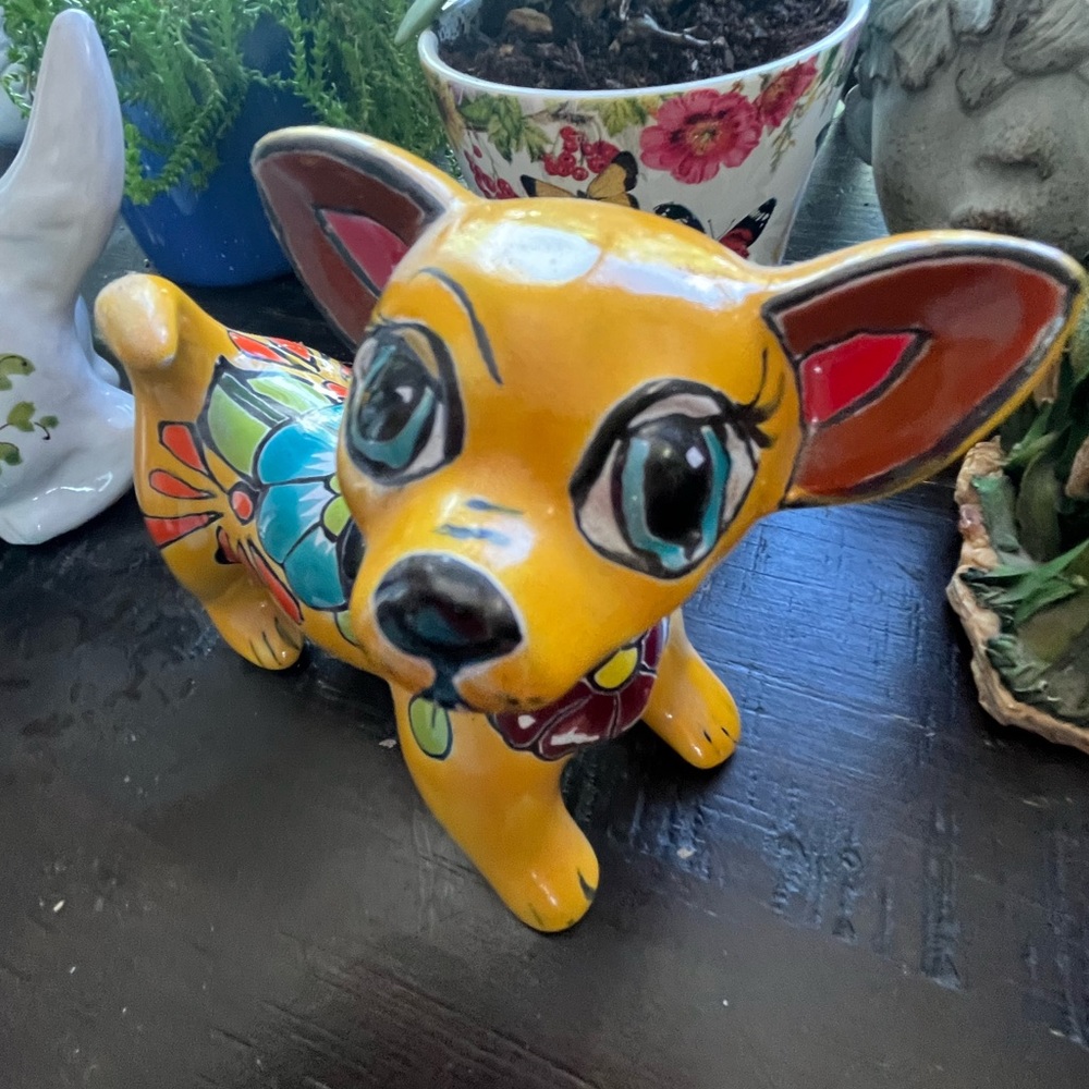 Yellow Mexican dog ceramic pottery $30